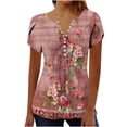 thumbnail image 1 of Blouses for Women Dressy Casual 3/4 Sleeve Printed Crewneck Tunic Shirts Loose Comfy Three Quarter Sleeve Blouses, 1 of 5