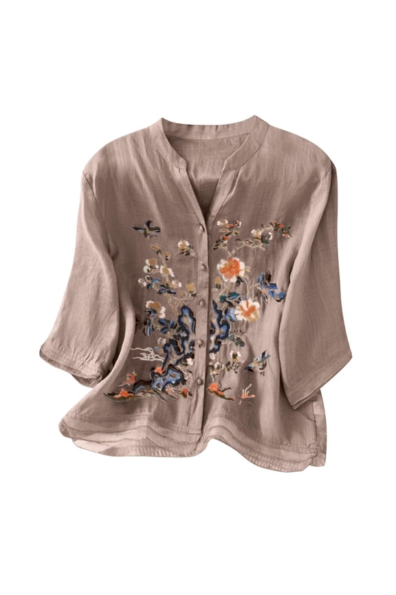 Blouses for Women Dressy Casual Going Out Women's Clothing V Neck Lightweight Clothes Comfortable Womens Short Sleeve Tops Khaki