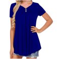 thumbnail image 1 of Blouses for Women Dressy Casual Short Sleeve Tunic Top Button V-Neck Pleated Dailywear Summer Tops, 1 of 6