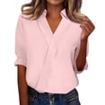 thumbnail image 1 of Blouses for Women Dressy Casual Solid Color Long Sleeve Spring Plus Size Casual Blouse Trendy Tops Pink M, 1 of 5