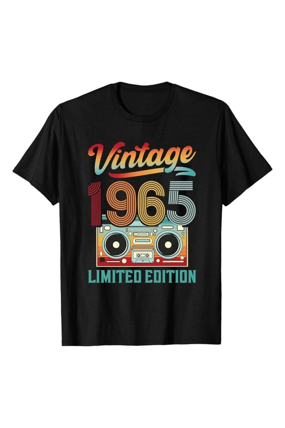 Blouses for Women Dressy Casual Vintage 1965 Graphic Printed T Shirts Short Sleeve Crew Neck Tops Casual Loose Pullover Tee Lightweight A-Black XXL