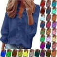 thumbnail image 1 of Blouses for Women Dressy Casual Womens Tops Long Sleeve Shirts for Women Blouses V-Neck Tops Loose Plus Size Women Clothing, 1 of 7