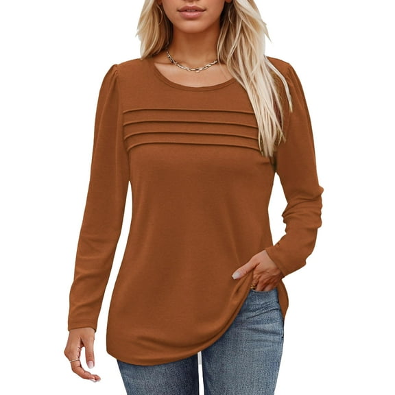 Blouses for Women Dressy Puff Sleeve Tunic Tops Casual Fall Shirts