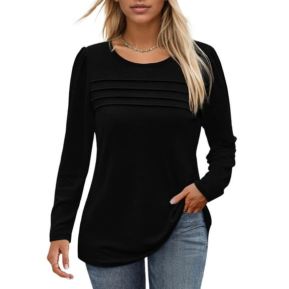 Blouses for Women Dressy Puff Sleeve Tunic Tops Casual Fall Shirts