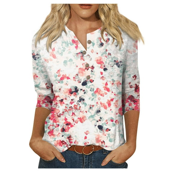 Blouses for Women Fashion 2024 Party Full Paisley Shirt Teen Girls 3/4 Sleeve Mother'S