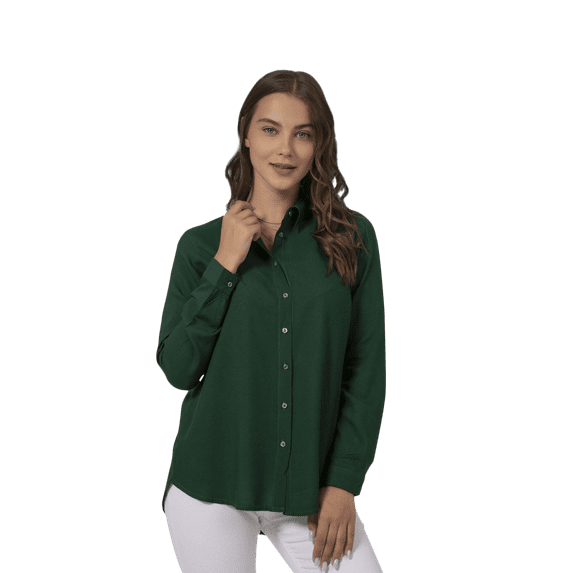 Blouses for Women Fashion, Casual Long Sleeve Dressy Button Down Shirts Tops,(Emerald, XLarge)