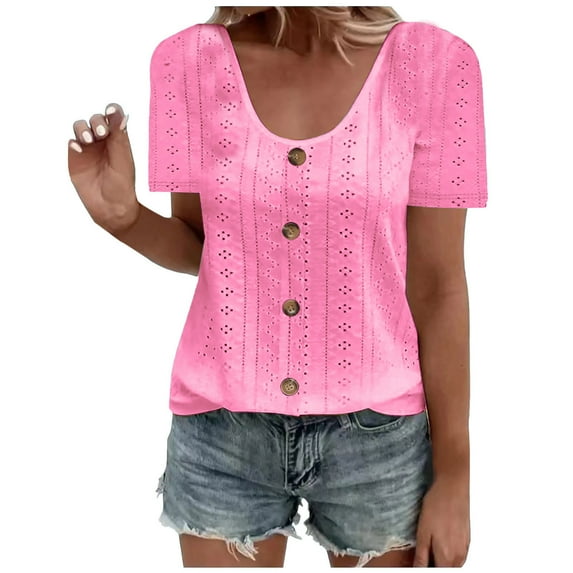 Blouses for Women Fashion,Short Sleeve Shirts for Women,Fashion Summer Short Sleeve Round-Neck Solid Casaul T-Shirt,Short Sleeve Blouses for Women