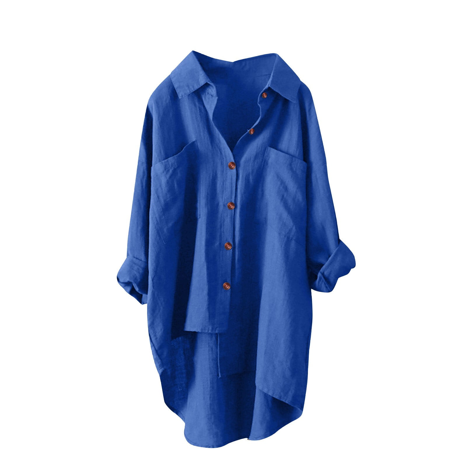 Blouses for Women Fashion Solid Casual Double Pocket Button Down Shirt