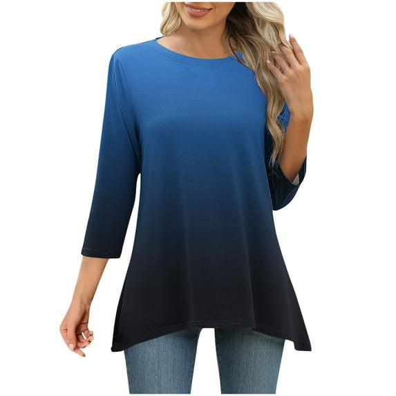 Blouses for Women Fashion,T-Shirts for Women,Fashion Printed T-Shirt 3/4 Sleeves Blouse Round Neck Casual,Blouse for Women