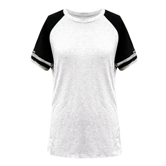 Blouses for Women Fashion Women'S Fashion Women'S Top Solid Round Neck Spliced Short Sleeve T-Shirt women Short Sleeve Tops