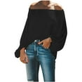 thumbnail image 1 of Blouses for Women Long Lantern Sleeve Summer Fashion Off Shoulder Plain Top T Shirts Flowy Tunics Spring, 1 of 7