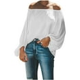 thumbnail image 1 of Blouses for Women Long Lantern Sleeve Summer Fashion Off Shoulder Plain Top T Shirts Flowy Tunics Spring, 1 of 7