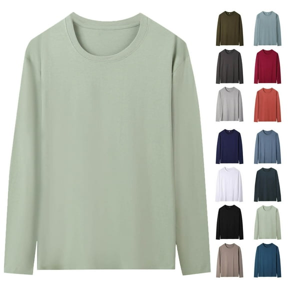 Blouses for Women Long Sleeve Crew Neck Tunic Tops Men Casual Solid Color Pocket Round Neck Long Sleeve T-Shirt Blouse Tops Gift for Girls Red XXXXL