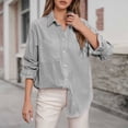 thumbnail image 1 of Blouses for Women Long Sleeve Dressy Casual Work Shirts Solid Color Business Button Down Lapel Collared Spring Tops, 1 of 4