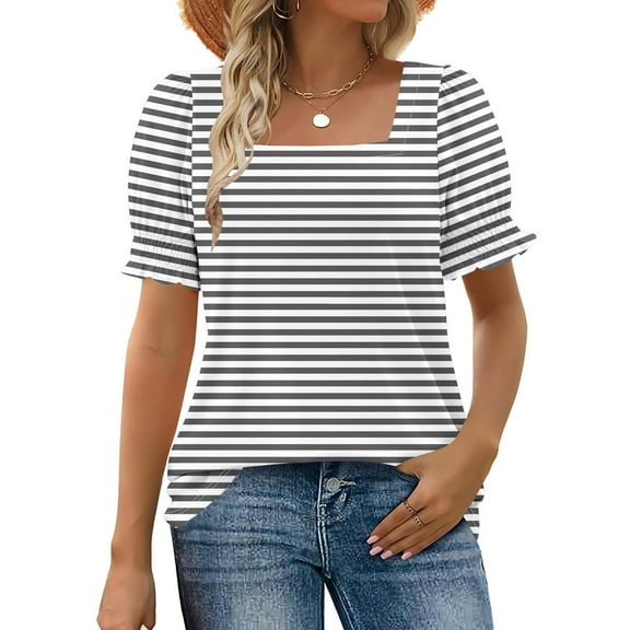 Blouses for Women Pleated Short Sleeve Tunic Tops Dressy Casual Summer Shirts Rollbacks,White,XXL