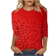 thumbnail image 1 of Blouses for Women Plus Size 3/4 Sleeve T-shirt Casual Day Printed Round Neck Pullover Tunic Tops, 1 of 5