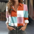 thumbnail image 1 of Blouses for Women Plus Size Casual Button Down Shirts Long Sleeve Loose Fit Comfort Color Block Shirt Fall Casual Outfits Tops, 1 of 6