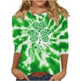 thumbnail image 1 of Blouses for Women Plus Size,Tie Dye St Patricks Day Shirt Women Irish Shamrock 3/4 Sleeve Tops Saint Patricks Day Green Clover Tshirts, 1 of 5