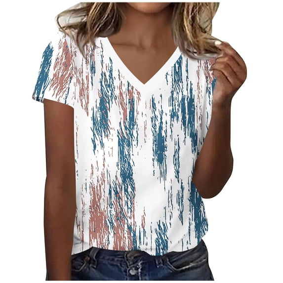 Blouses for Women Plus Size Vintage V Neck Short Sleeve Shirts Loose Fit Business Casual Tops 2026