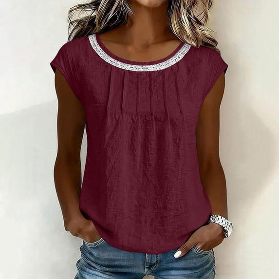 Blouses for Women Summer Tops 2026 Trendy Tank Tops Scoop Neck Sleeveless Cotton Linen Tops Clothes Spring Outfits