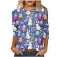 thumbnail image 1 of Blouses for Women,Women Easter Shirts 2025 Cute Rabbit Bunny Pullovers Religious Tunic Blouse Funny Egg Graphic Tees 3/4 Length Sleeve Tops, 1 of 5