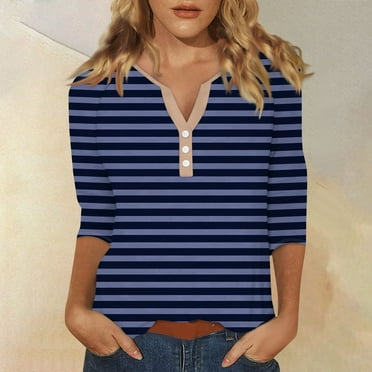 Blouses for Women Women's T Shirt Tee Print Button 3/4 Sleeve Daily Weekend Fashion Basic V- Neck Regular Top