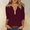 thumbnail image 1 of Blouses for Women Women's T Shirt Tee Print Button 3/4 Sleeve Daily Weekend Fashion Basic V- Neck Regular Top, 1 of 5