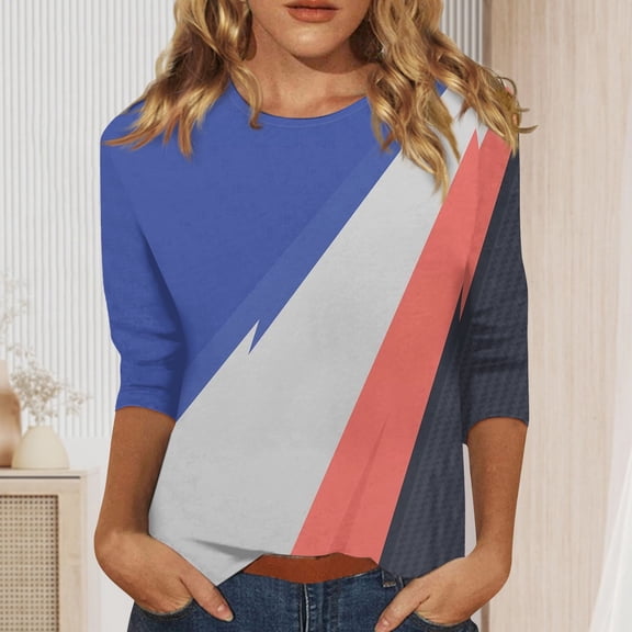 Blouses for WomenWomen's Casual 3/4 Sleeve T-Shirts o- Neck Tops