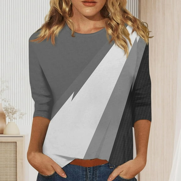 Blouses for WomenWomen's Casual 3/4 Sleeve T-Shirts o- Neck Tops