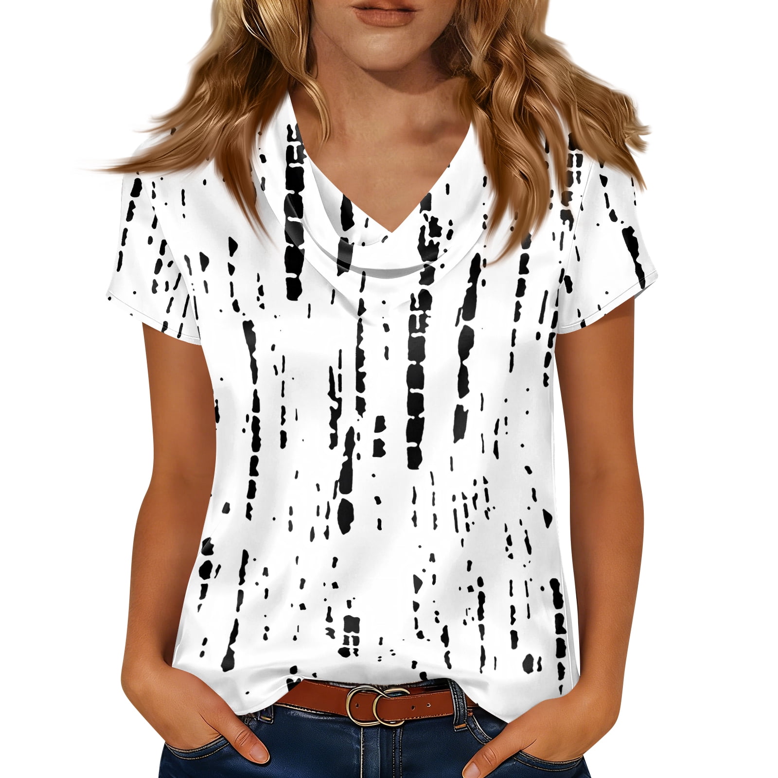 Blouses for Womens Short Sleeve V-Neck Summer Top Casual Lightweight ...
