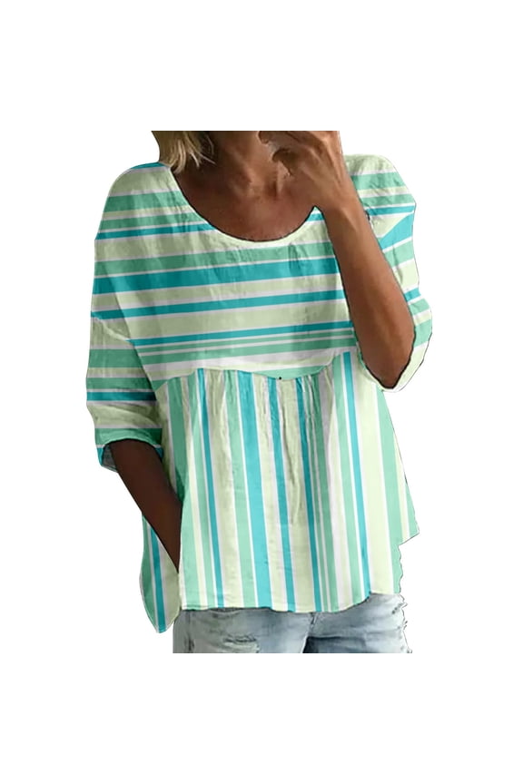 Blouses for women dressy casual Bubble Wrinkles Soft Clothing S Green womens blouses