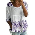 thumbnail image 1 of Blouses for women dressy casual Bubble Wrinkles Soft Clothing S Purple womens blouses, 1 of 3