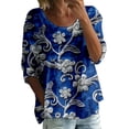 thumbnail image 1 of Blouses for women dressy casual Bubble Wrinkles Soft Clothing XXL Blue womens blouses, 1 of 3