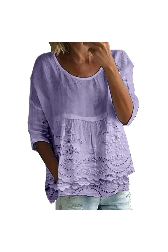 Blouses for women dressy casual Bubble Wrinkles Soft Clothing XXL Purple womens blouses