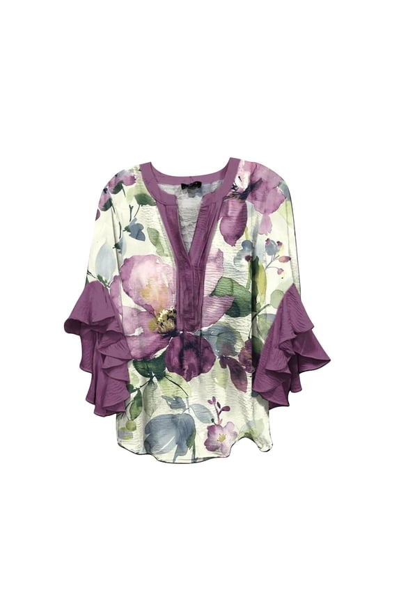 Blouses for women dressy casual Bubble Wrinkles Soft Clothing XXXL Purple womens blouses
