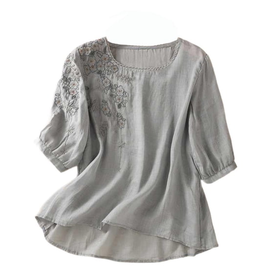 Blouses for women dressy casual Cotton Soft Clothing L Gray womens blouses