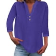 thumbnail image 1 of Blouses for women dressy casual Cotton and Linen Soft Clothing L Blue womens blouses, 1 of 4