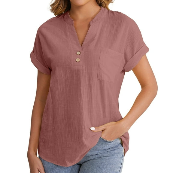 Blouses for women dressy casual Cotton and Linen Soft Clothing L Purple womens blouses