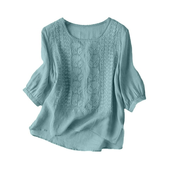 Blouses for women dressy casual Cotton and Linen Soft Clothing XL Green womens blouses