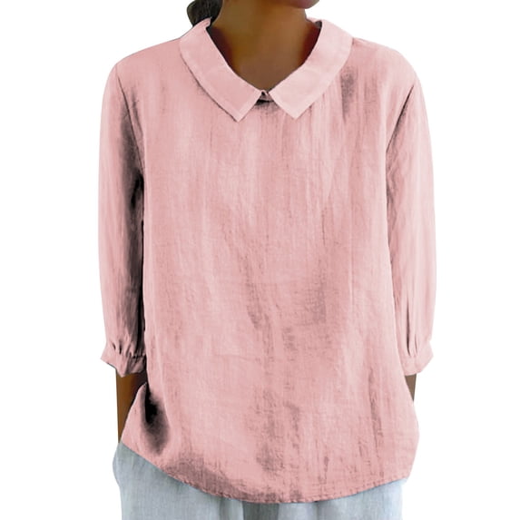 Blouses for women dressy casual Flax Soft Clothing L Pink womens blouses