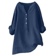 thumbnail image 1 of Blouses for women dressy casual Flax Soft Clothing M Blue womens blouses, 1 of 3