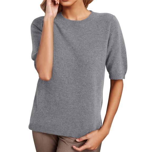 Blouses for women dressy casual Knitting Cotton Soft Clothing XXL Gray womens blouses