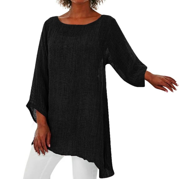Blouses for women dressy casual Long Sleeve Cotton Soft Clothing L Black womens blouses