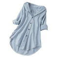 thumbnail image 1 of Blouses for women dressy casual Long Sleeve Cotton Soft Clothing L Blue womens blouses, 1 of 4