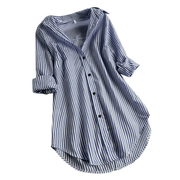 Blouses for women dressy casual Long Sleeve Cotton Soft Clothing XXXXL Blue womens blouses
