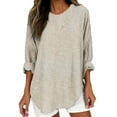 thumbnail image 1 of Blouses for women dressy casual Long Sleeve Cotton and Linen Soft Clothing M Yellow womens blouses, 1 of 4