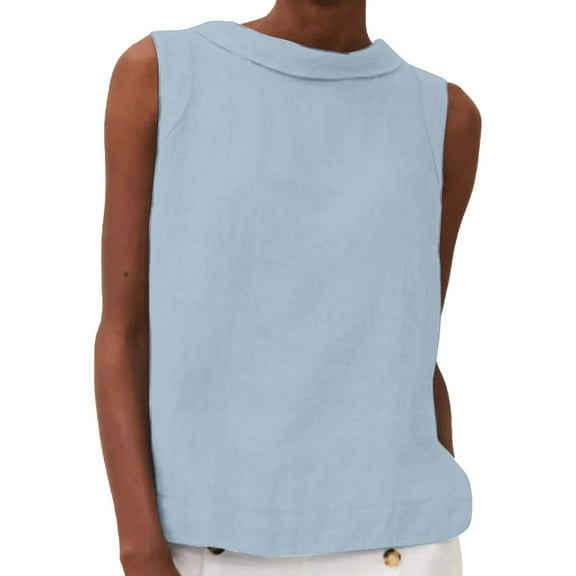 Blouses for women dressy casual Long Sleeve Cotton and Linen Soft Clothing XXL Blue womens blouses