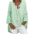 thumbnail image 1 of Blouses for women dressy casual Long Sleeve Polyester Blend Soft Clothing M Green womens blouses, 1 of 2