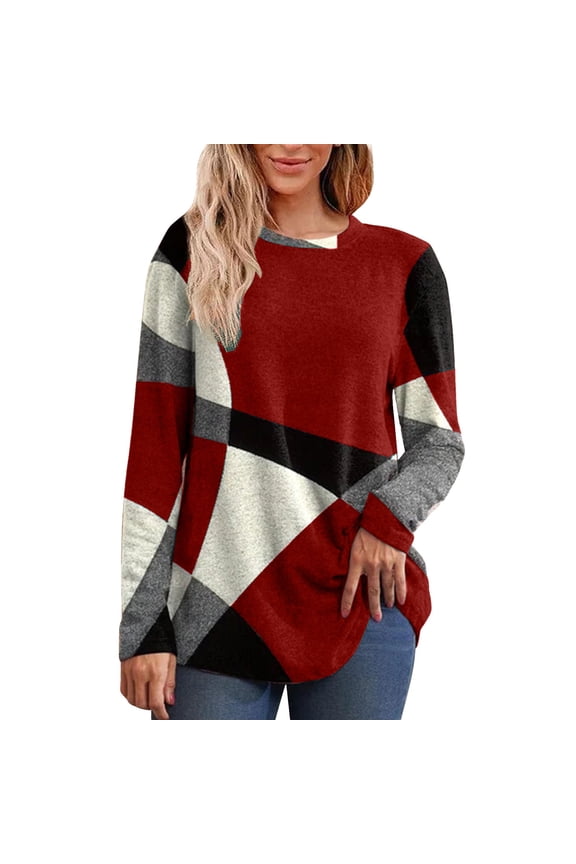 Blouses for women dressy casual Long Sleeve Polyester Soft Clothing M Red womens blouses