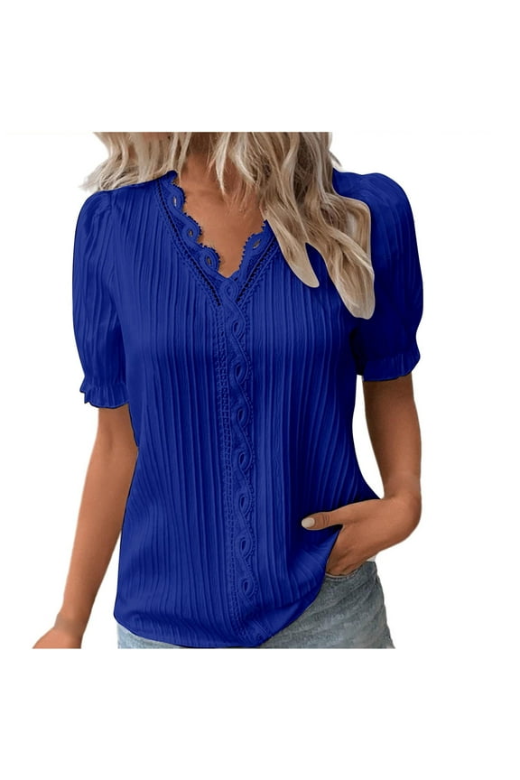 Blouses for women dressy casual Polyester Soft Clothing M Blue womens blouses